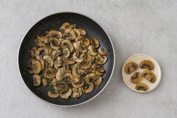 Potato and Mushroom Timbales, step 3: the golden mushrooms with chopped parsley