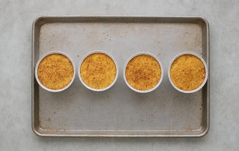 Potato and Mushroom Timbales, step 8: the molds on a baking sheet, baked until golden