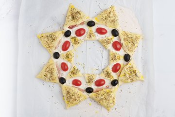 Baked golden puff pastry Christmas star