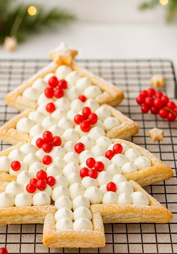Recipe Puff Pastry Christmas Tree with Jam and Yogurt Cream