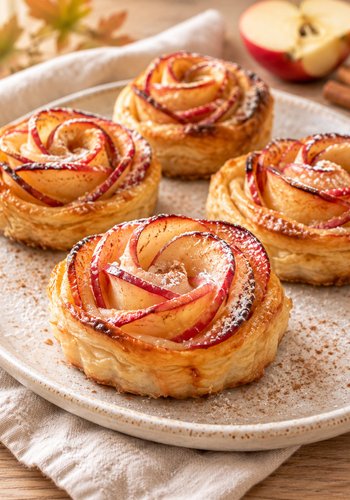 Recipe Puff Pastry Apple Roses with Jam and Cinnamon