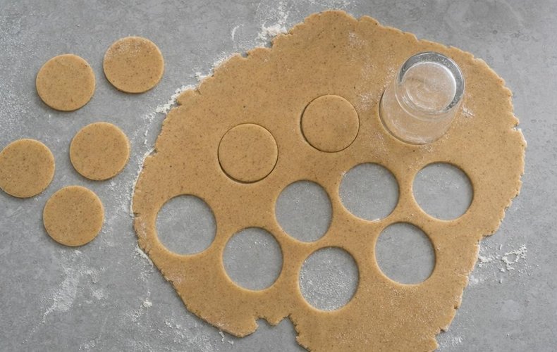 Reindeer Cookies, step 4: round cookies cut out and ready for the oven