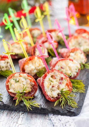 Recipe Salami Rolls with Russian Salad