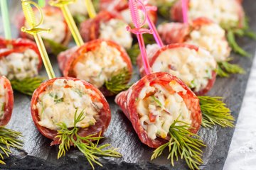Recipe Salami Rolls with Russian Salad