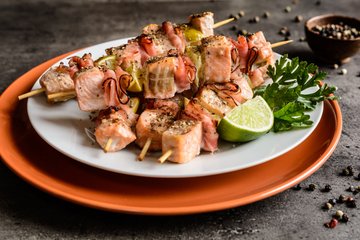 Recipe Salmon and Bacon Skewers