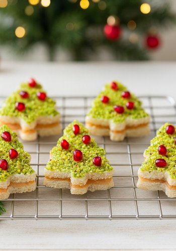 Recipe Salmon and Pistachio Tramezzini Christmas Trees