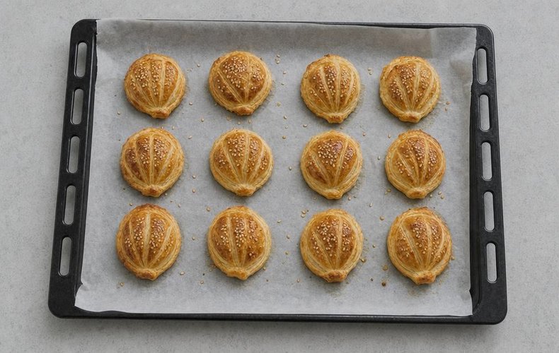 Salmon Puff Pastry Shells, step 5: baked shells puffed and golden