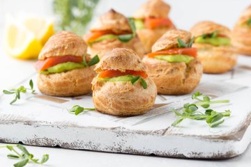 Recipe Savory Choux Puffs with Avocado and Salmon