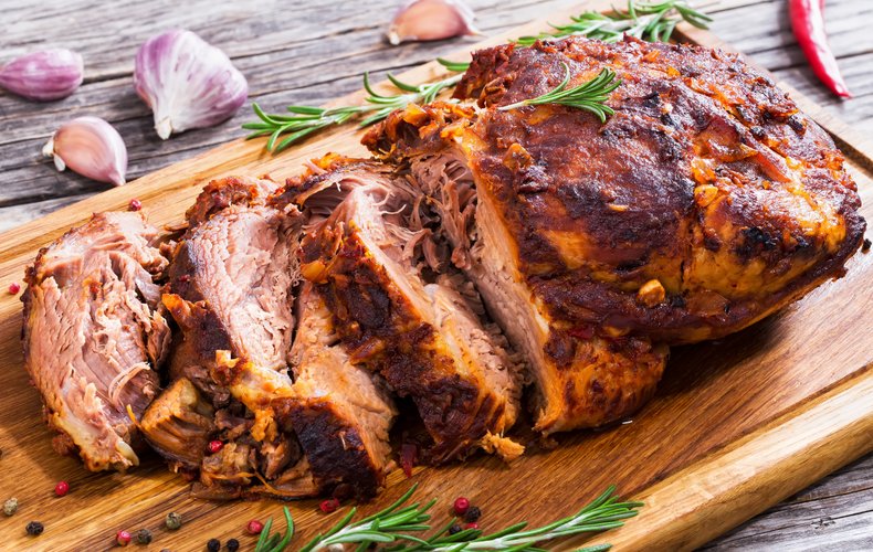 Pork shoulder slow-cooked in the oven