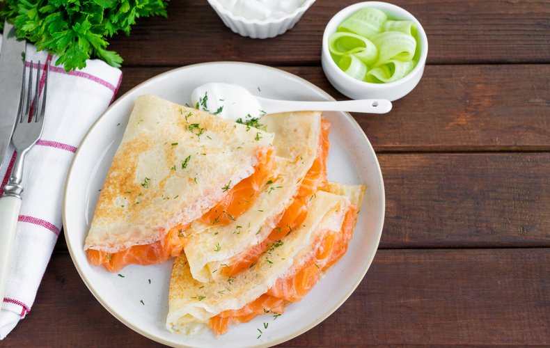 Smoked salmon crepes recipe