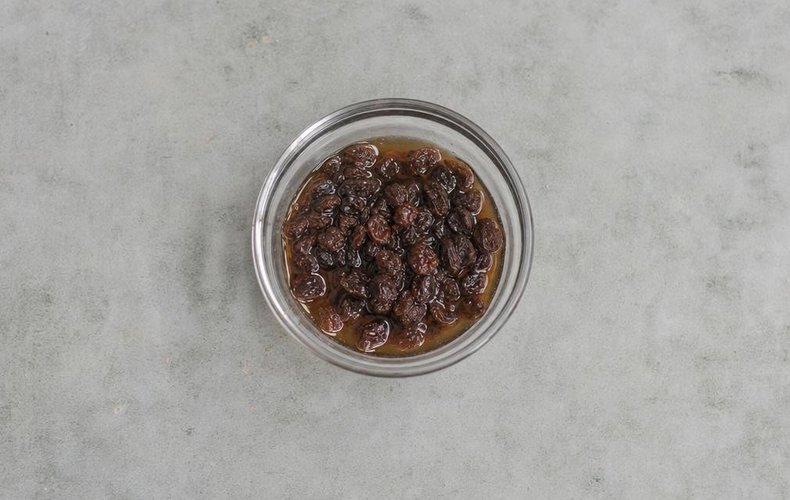 Apple Strudel, step 3: raisins soaking in rum