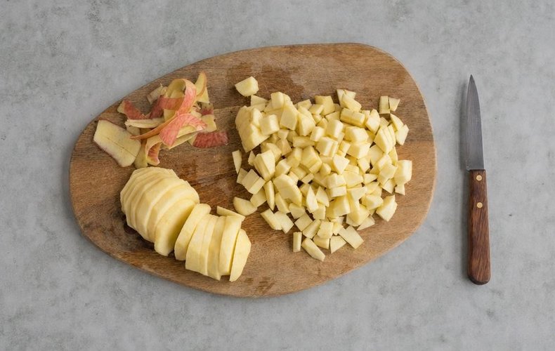 Apple Strudel, step 4: peeled apples cut into small pieces