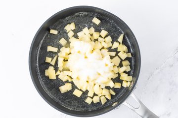 Making the speck, apple and ricotta millefeuilles, step 6
