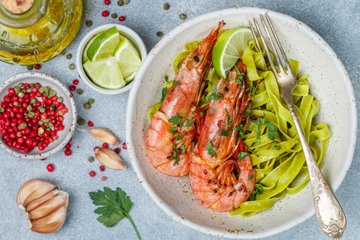 Recipe Spinach Tagliatelle with Shrimp