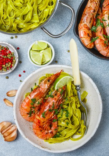 Recipe Spinach Tagliatelle with Shrimp