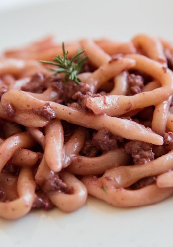 Recipe Strozzapreti with Red Wine and Sausage