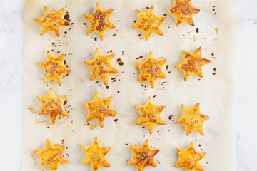Cutting the baked stars in half