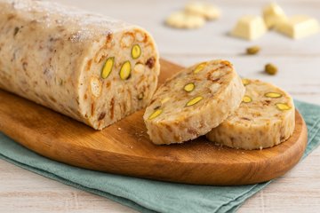 Recipe White Chocolate Salami with Pistachios